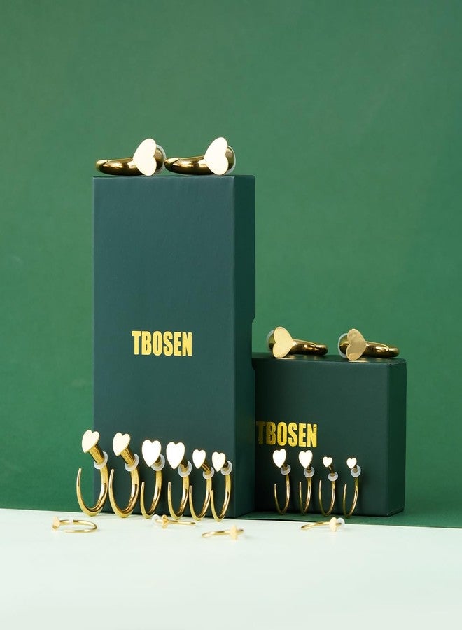 مجموعة TBOSEN المكونة من 18 قطعة من الفولاذ المقاوم للصدأ لتوسيع ثقب الجسم، تتضمن موسعات مخروطية الشكل، وحلقات دائرية، وتصاميم متنوعة مثل الزهرة، والقلب، والقطة. - Image 5